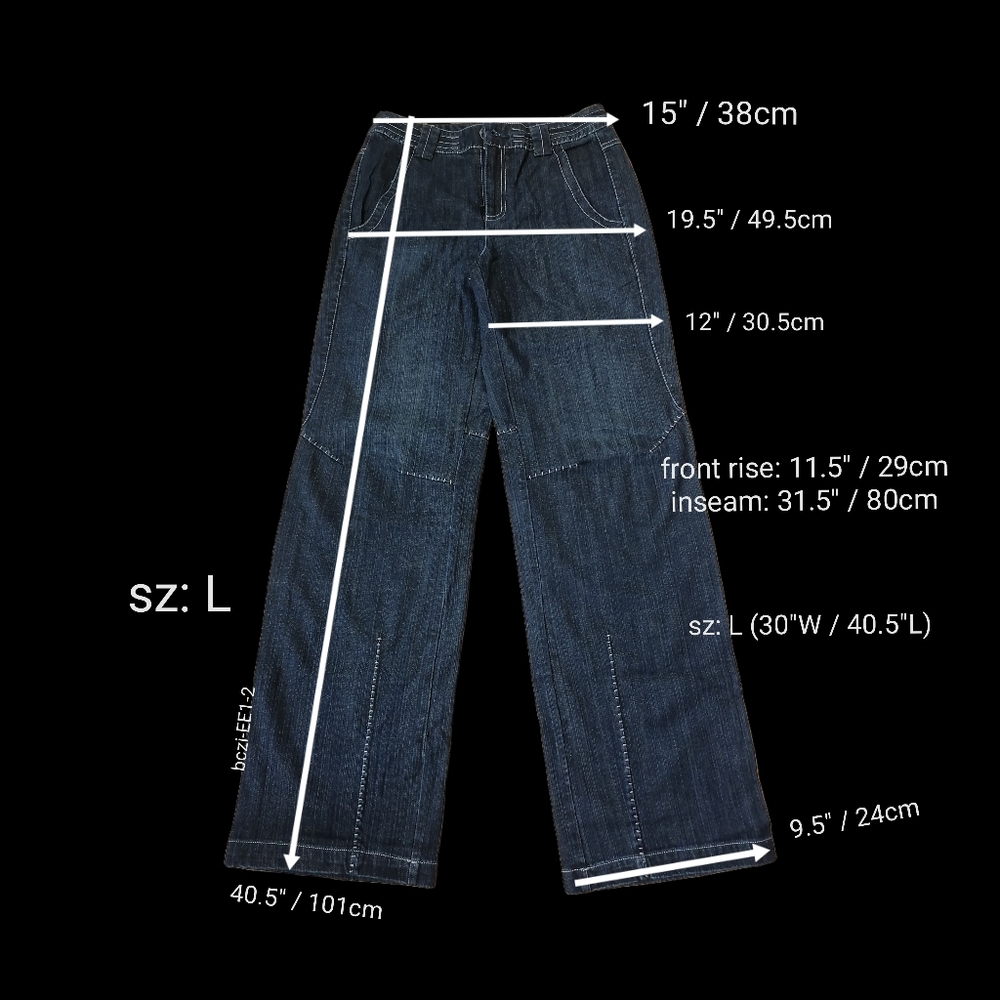 - sz:S & L, blue teal high waist straight jeans by ESBACK - Picture 2 of 8